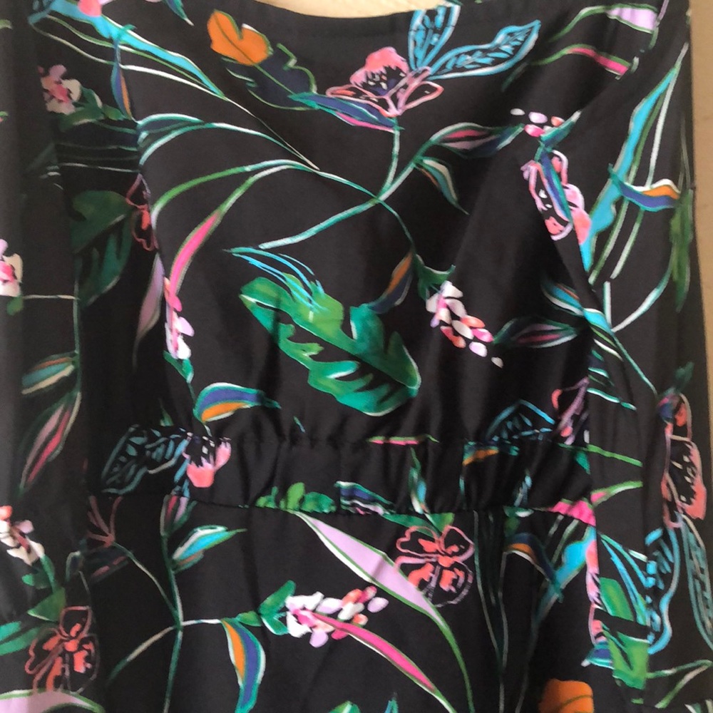 Black floral print summer dress, s. L wrinkle free - Picture 6 of 8